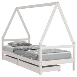  Rama łóżka dziecięcego z szufladami, biała, 90x200 cm, sosnowa