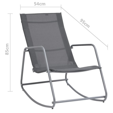  Ogrodowe krzesło bujane, szare, 95x54x85 cm, textilene