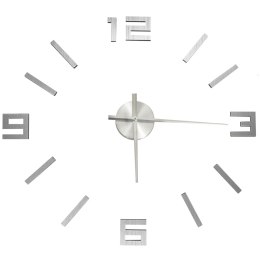  Zegar ścienny 3D, nowoczesny design, srebrny, 100 cm, XXL