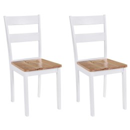  Krzesła jadalniane, 2 szt., białe, lite drewno kauczukowca