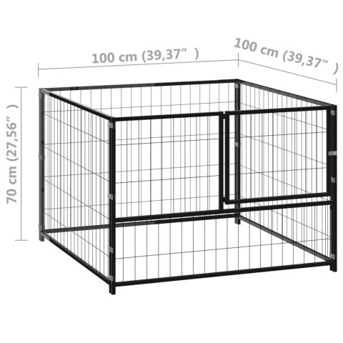  Kojec dla psa, czarny, 100x100x70 cm, stalowy