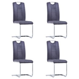  Krzesła stołowe, wspornikowe, 4 szt., szare, sztuczny zamsz