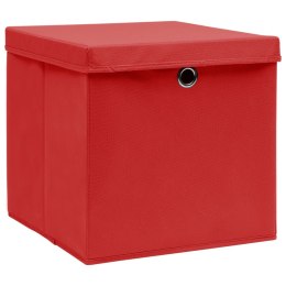  Pudełka z pokrywami, 10 szt., czerwone, 32x32x32 cm, tkanina
