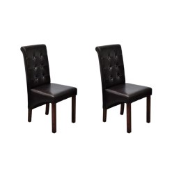  Krzesła stołowe, 2 szt., brązowe, obite sztuczną skórą