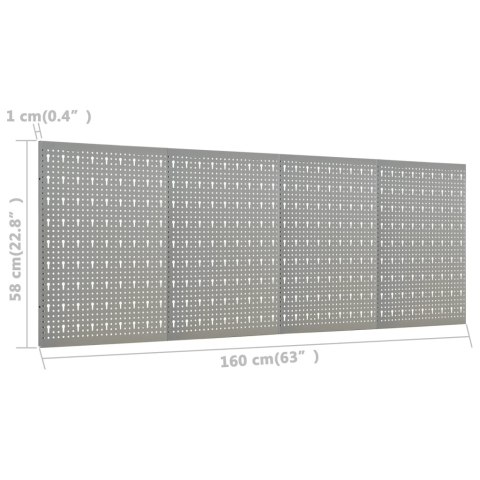  Ścienne płyty perforowane, 4 szt., 40x58 cm, stal