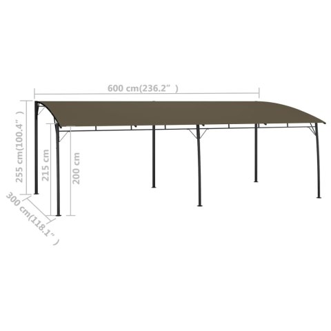  Zadaszenie ogrodowe, 6 x 3 x 2,55 m, kolor taupe