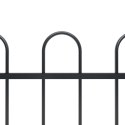  Ogrodzenie z zaokrąglonymi końcami, stalowe, 8,5x0,8 m, czarne