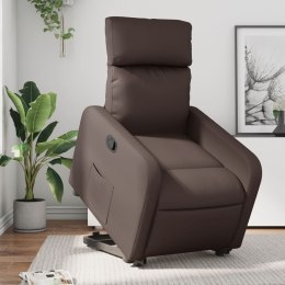  Podnoszony fotel rozkładany, brązowy, obity sztuczną skórą