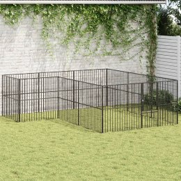  Kojec dla psa, 12 paneli, czarny, stal galwanizowana