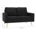  2-osobowa sofa, czarna, tapicerowana tkaniną