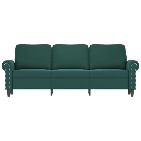  Sofa 3-osobowa, ciemnozielony, 180 cm, obita aksamitem