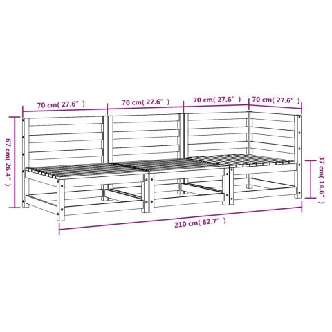  Ogrodowa sofa 3-osobowa, impregnowane drewno sosnowe