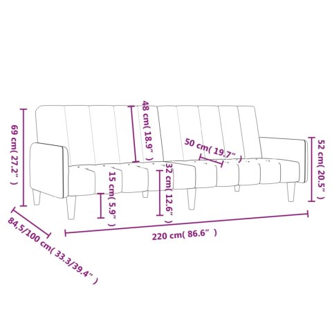  2-osobowa kanapa, czarna, tapicerowana aksamitem