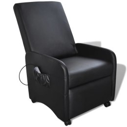  Fotel masujący, czarny, sztuczna skóra