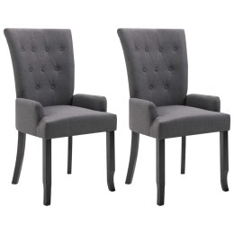  Krzesła stołowe z podłokietnikami, 2 szt., ciemnoszare, tkanina