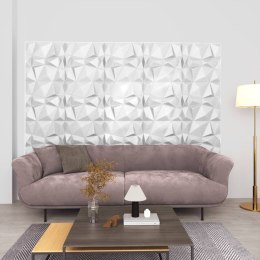  Panele ścienne 3D, 12 szt., 50x50 cm, diamentowa biel, 3 m²