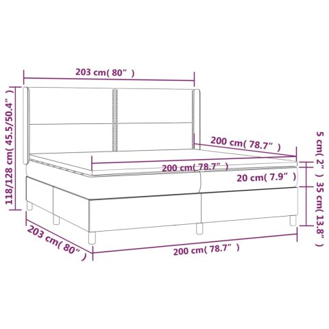  Łóżko kontynentalne z materacem i LED czarna ekoskóra 200x200cm