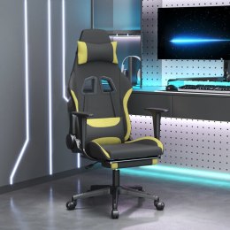  Fotel gamingowy z podnóżkiem, czarno-jasnozielony, tkanina