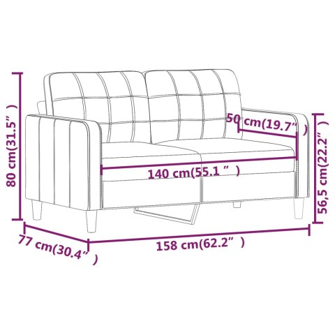  Sofa 2-osobowa, winna czerwień, 140 cm, tapicerowana tkaniną