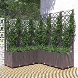  Donica ogrodowa z kratką, brązowa, 120x120x136 cm, PP