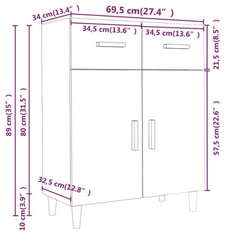  Szafka, czarna, 69,5x34x89 cm, materiał drewnopochodny