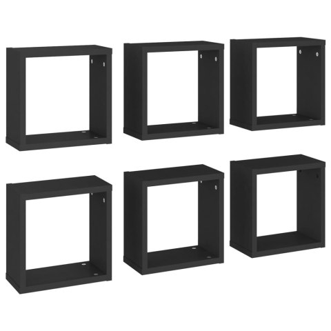  Półki ścienne kostki, 6 szt., czarne, 30x15x30 cm