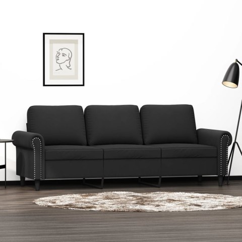  Sofa 3-osobowa, czarny, 180 cm, tapicerowana aksamitem