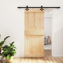  Drzwi przesuwne z osprzętem, 85x210 cm, lite drewno sosnowe