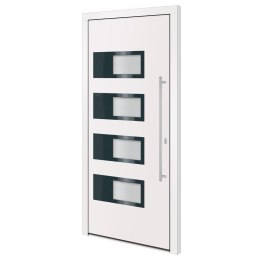  Drzwi wejściowe, białe, 100x210 cm, aluminium i PVC