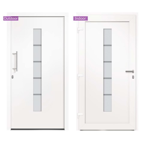  Drzwi zewnętrzne, aluminium i PVC, białe, 100x200 cm
