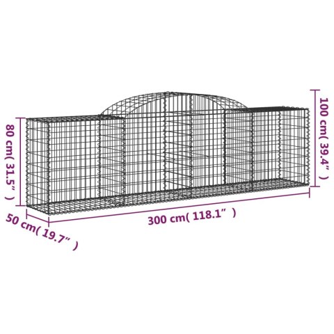  Kosze gabionowe, 25 szt, 300x50x80/100 cm, galwanizowane żelazo