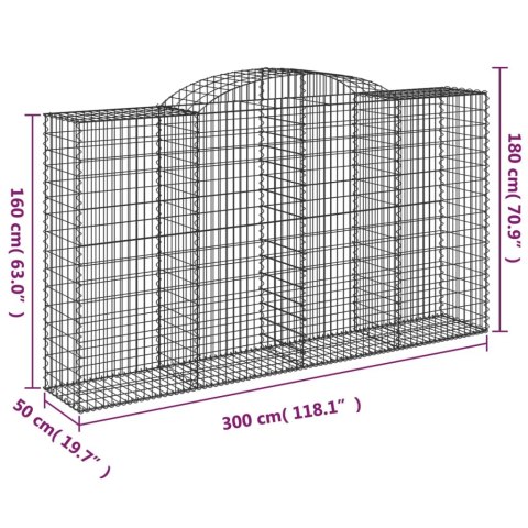  Kosze gabionowe, 10 szt, 300x50x160/180cm, galwanizowane żelazo