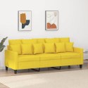  Sofa 3-osobowa, jasnożółta, 180 cm, tapicerowana tkaniną