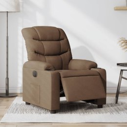 Elektryczny fotel rozkładany, brązowy, obity tkaniną
