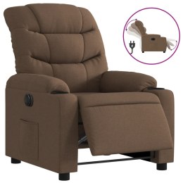  Elektryczny fotel rozkładany, brązowy, obity tkaniną