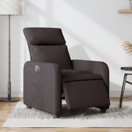  Elektryczny fotel rozkładany, ciemnobrązowy, obity tkaniną