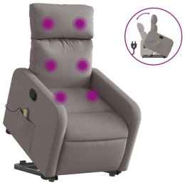  Podnoszony fotel masujący, rozkładany, kolor taupe, tkanina
