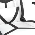  Fotel gamingowy z podnóżkiem, biało-czarny, sztuczna skóra