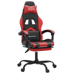  Fotel gamingowy z podnóżkiem, czarno-czerwony, sztuczna skóra