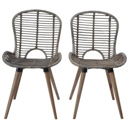  Krzesła stołowe, 2 szt., brązowe, naturalny rattan