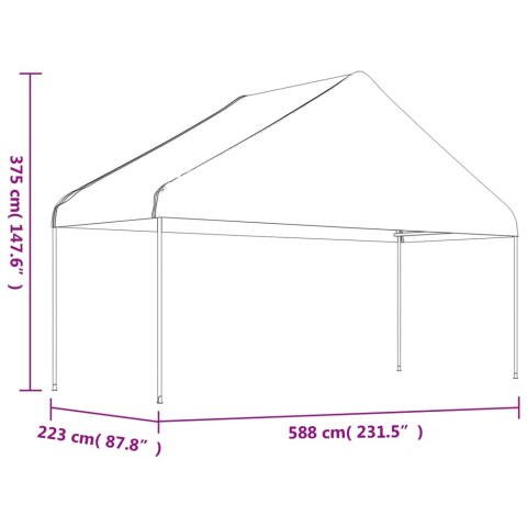  Namiot ogrodowy z dachem, biały, 5,88x2,23x3,75 m, polietylen