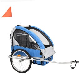  Rowerowa przyczepka dla dzieci/wózek 2-w-1, niebiesko-szara