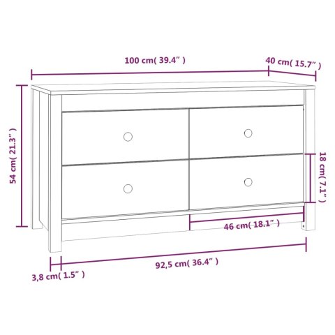  Komoda, czarna, 100x40x54 cm, lite drewno sosnowe