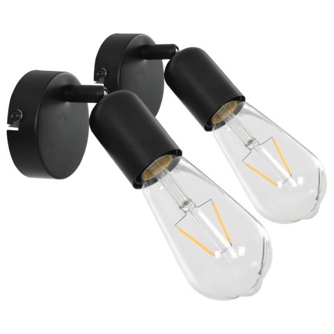  Lampy, 2 szt., żarówki żarnikowe, 2 W, czarne, E27