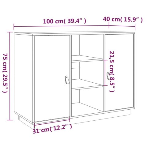  Komoda, czarna, 100x40x75 cm, lite drewno sosnowe