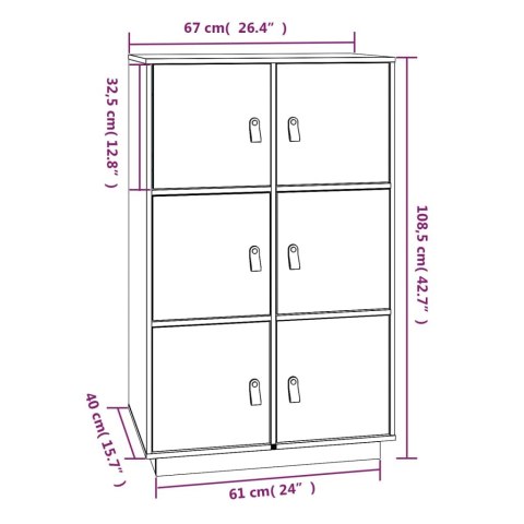  Kredens, czarny, 67x40x108,5 cm, lite drewno sosnowe