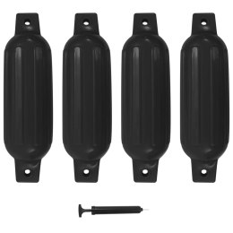  Odbijacze do łodzi, 4 szt., czarne, 41x11,5 cm, PVC