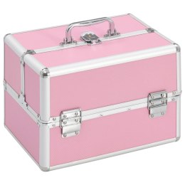  Kuferek na kosmetyki, 22 x 30 x 21 cm, różowy, aluminiowy