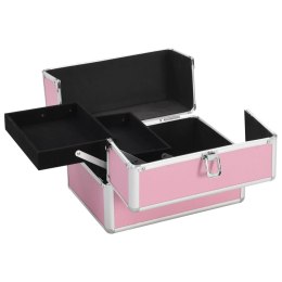  Kuferek na kosmetyki, 22 x 30 x 21 cm, różowy, aluminiowy