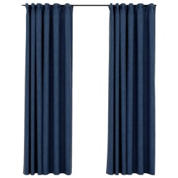  Zasłony stylizowane na lniane, 2 szt., niebieskie, 140x245 cm
